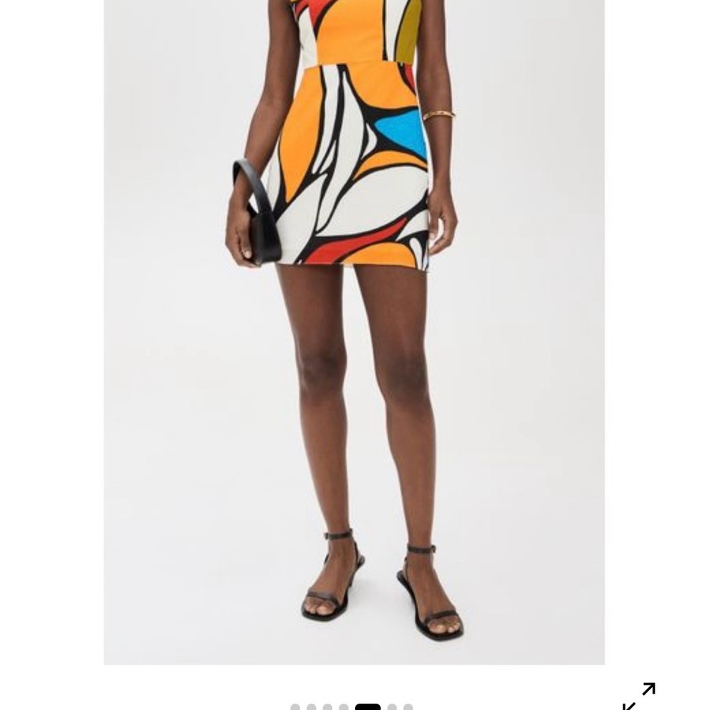 Abstract Print Mini Dress in Orange, Blue & White
